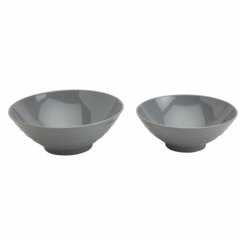 Infuse 2-Piece Nested Melamine Bowl Set - Gray Perspective: front