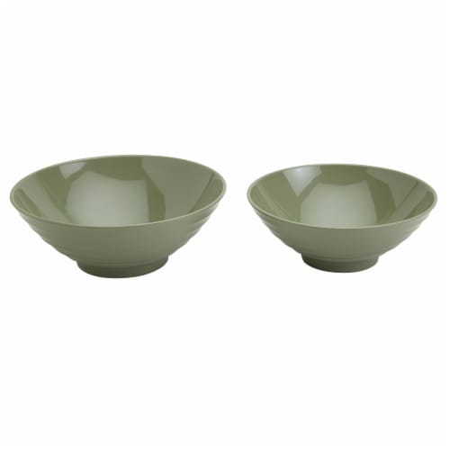 Infuse 2-Piece Nested Melamine Bowl Set - Green Perspective: front