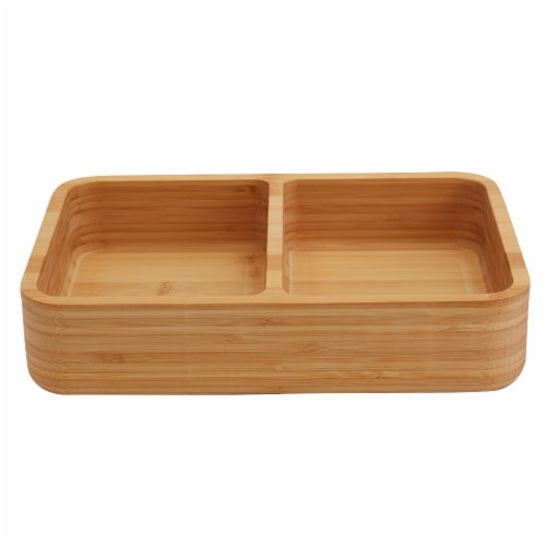 Tabletops Unlimited Infused 12 in Medium Rectangular Bamboo 2 Section Tray Perspective: front