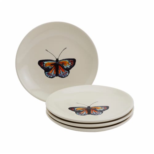 Tabletops Unlimited Enchanted Forest Butterfly Appetizer Plates Set Of 4 Perspective: front