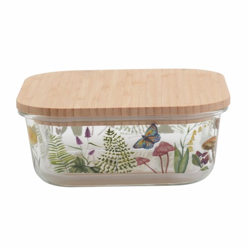 Tabletops Unlimited Enchanted Forest Glass Food Storage 32 oz Perspective: front