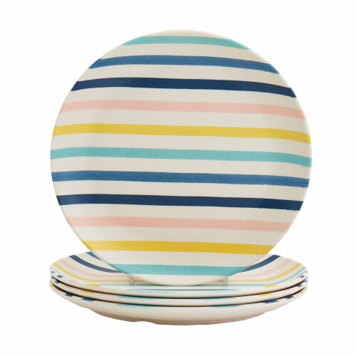 Smart Planet Striped Bamboo Fiber Salad Plates Perspective: front