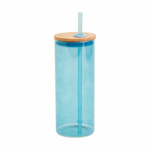 Tabletops Unlimited Gallery Glass Tumbler - Light Blue Perspective: front