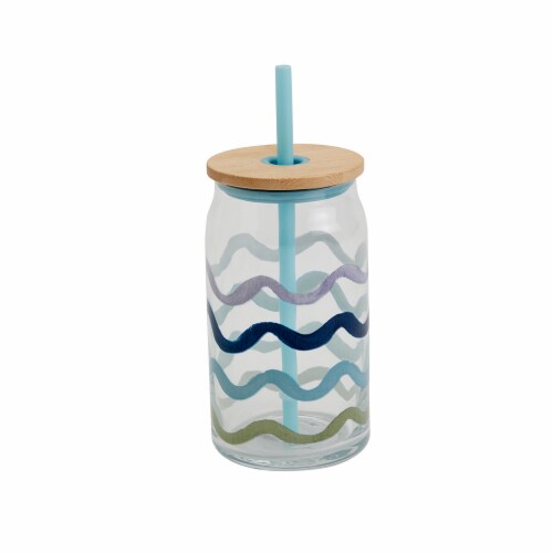 Tabletops Unlimited Gallery Soda Can Glass Sipper - Waves Perspective: front