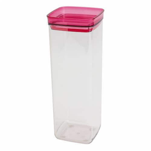 Tabletops Gallery Large Square Plastic Container - Raspberry Perspective: front