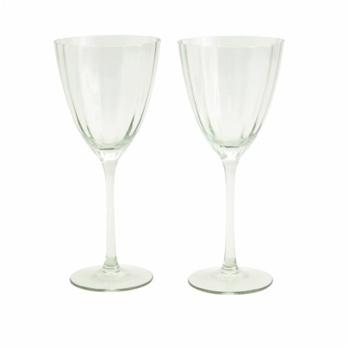Tabletops Gallery 2 Piece 11.5 Ounce Wave Wine Glass Set - Green Perspective: front