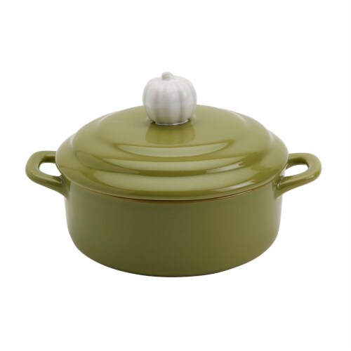 Tabletops Gallery Pumpkin Covered Baker - Green Perspective: front