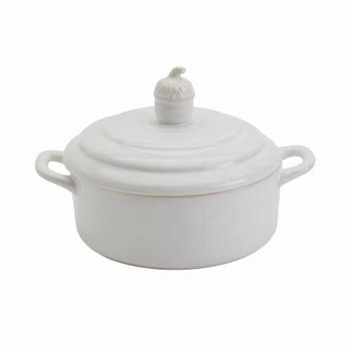 Tabletops Gallery Acorn Covered Baker – White Perspective: front