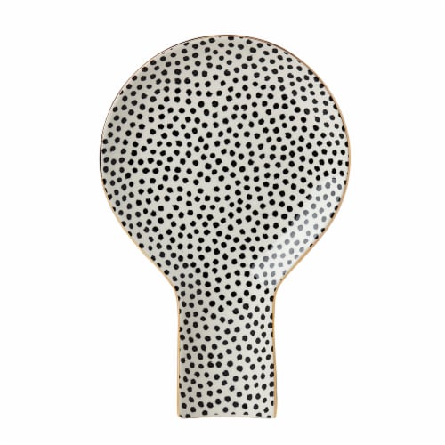 Tabletops Gallery Stoneware Spoon Rest - Dots Perspective: front