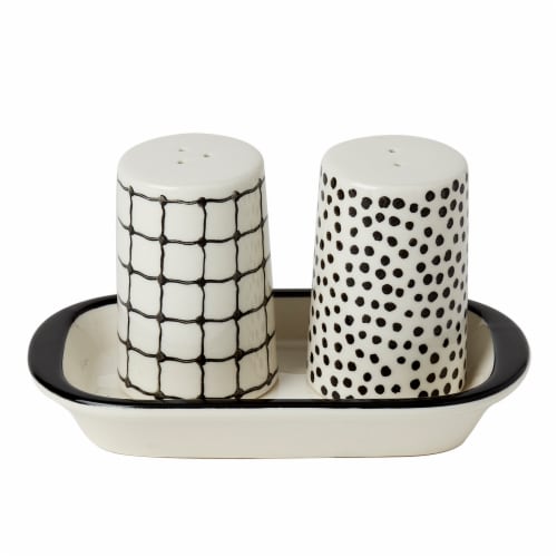 Tabletops Gallery Salt and Pepper Set- Dots/Grid Perspective: front