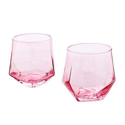 Tabletops Gallery Facet DOF Glass Set – Pink Perspective: front