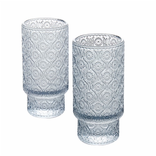 Tabletops Gallery 2 Piece Textured Glass Set - Gray Perspective: front