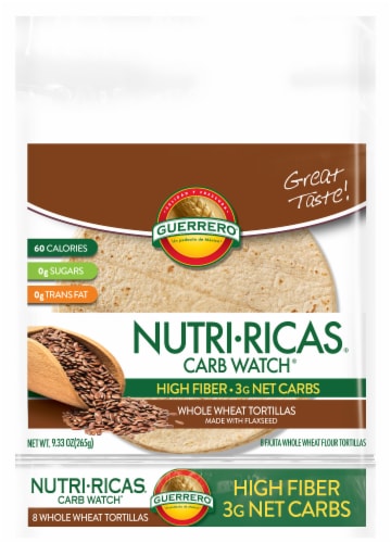 Guerrero Nutri-Ricas Carb Watch Whole Wheat Tortillas Perspective: front