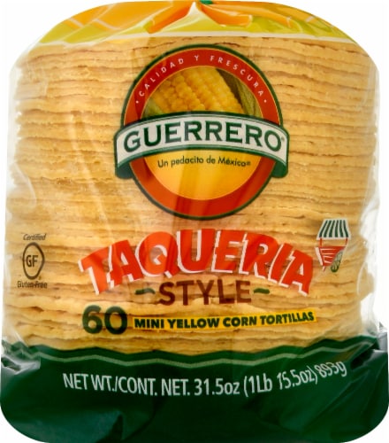 Guerrero Taqueria Style Mini Yellow Corn Tortillas Perspective: front