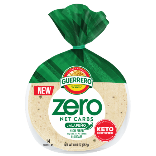 Guerrero Zero Net Carbs Jalapeno Street Taco Size Tortillas Perspective: front