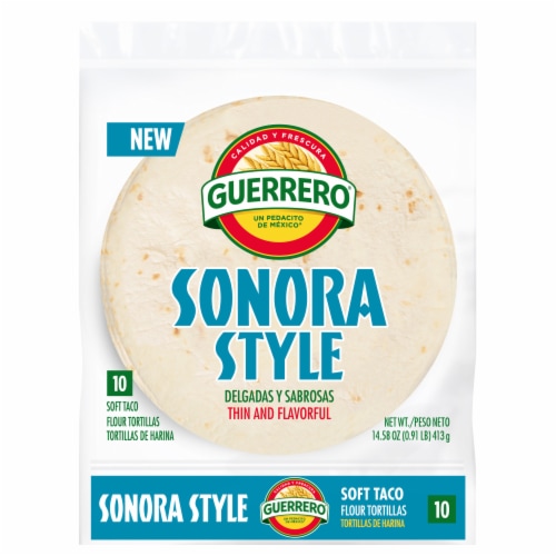 Guerrero Sonora Style Soft Taco Size Flour Tortillas Perspective: front