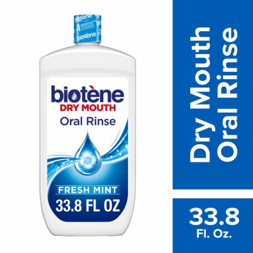 Biotene, Dry Mouth, Oral Rinse Mouthwash, Fresh Mint, Soothing Moisturization Perspective: front