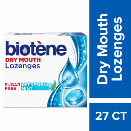 Biotene, Dry Mouth, Lozenges, Refreshing Mint, Sugar Free, Freshens Breath Perspective: front