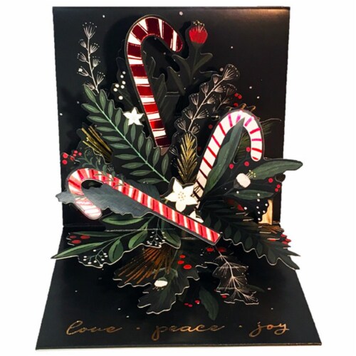 Up With Paper Candy Cane Bouquet Pop-Up Christmas Card Perspective: front