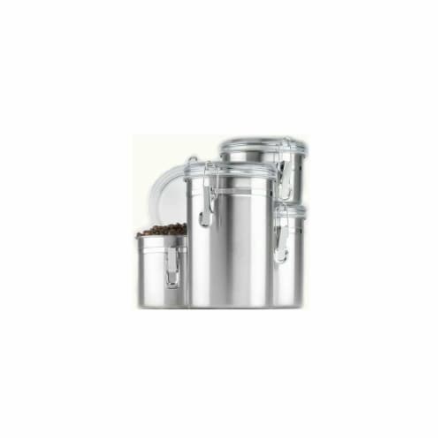 Anchor Hocking Stainless Steel Canisters with Acrylic Clamp-Top Lids - 4 Piece - Silver Perspective: front