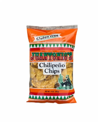 Juantonio's Gluten Free Chilipeno Chips Perspective: front