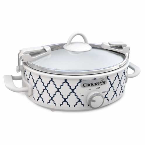 Crock-Pot® Casserole Crock Oval Slow Cooker - White/Blue Perspective: front