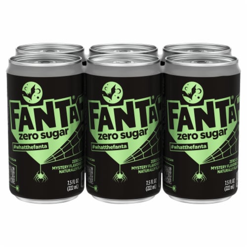 Fanta Mystery Flavor Zero Sugar  Soda Cans Perspective: front