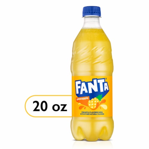 Fanta® Pineapple Caffeine Free Soda Bottle Perspective: front
