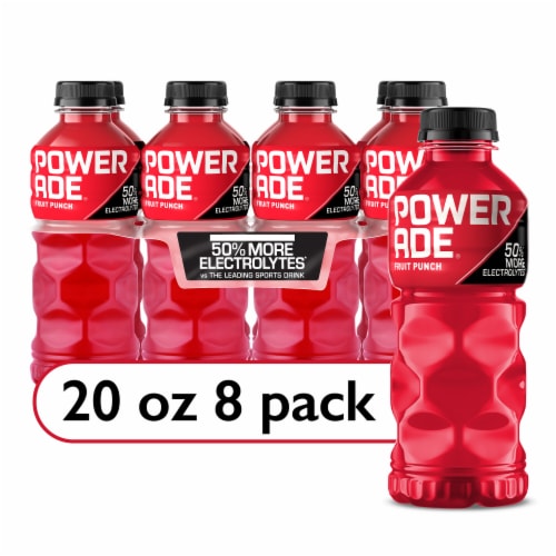 Powerade Fruit Punch Added Electrolyte & Vitamin Fruit Flavor Sports Drink Perspective: front