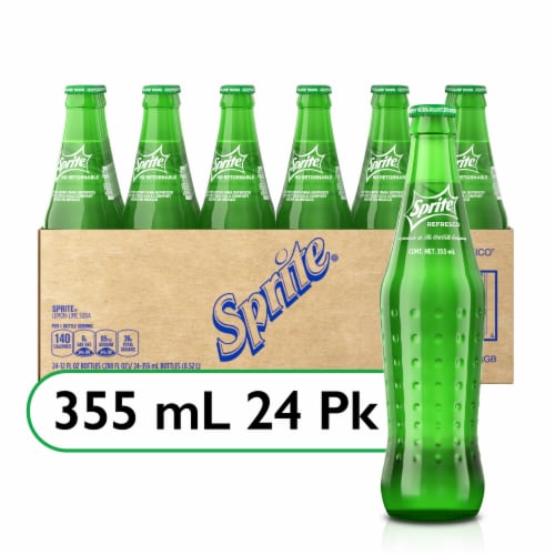 Sprite (Mexican Sprite) with Cane Sugar, classic green 12 oz glass bottle