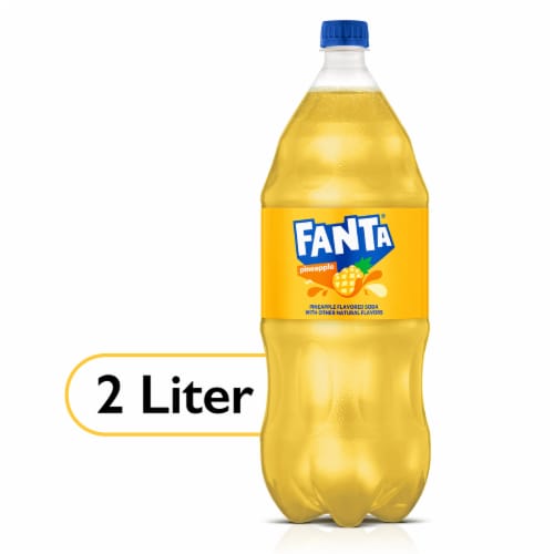Fanta® Pineapple Caffeine Free Soda Bottle Perspective: front