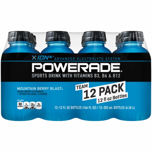 Powerade Mountain Berry Blast Enhanced Sports Drink Perspective: front