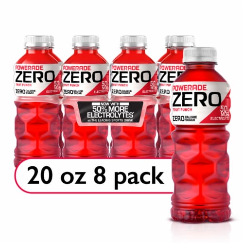 Powerade Zero Sugar Fruit Punch No Sugar Added Electrolyte & Vitamin Fruit Flavor Sports Drink Perspective: front