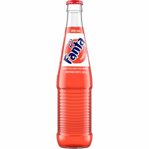 Fanta Strawberry Mexico Glass Bottle Perspective: front