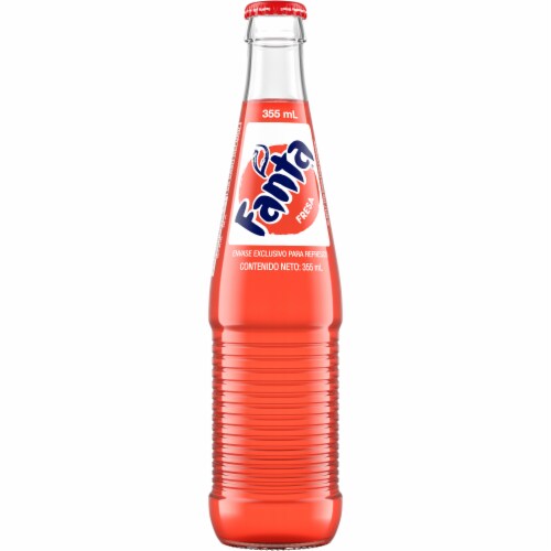 Fanta Strawberry Mexico Glass Bottle Perspective: front