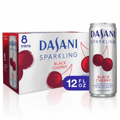 Dasani® Black Cherry Flavored Sparkling Water Cans Perspective: front