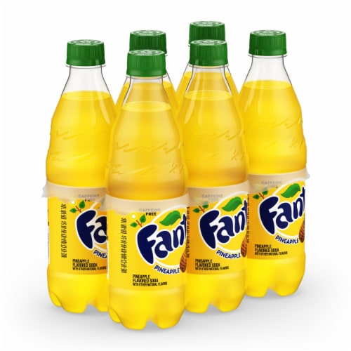 Fanta® Pineapple Caffeine Free Soda Bottles Perspective: front