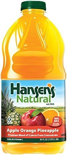 Hansens 100% Natural Apple Orange Pineapple Juice Perspective: front