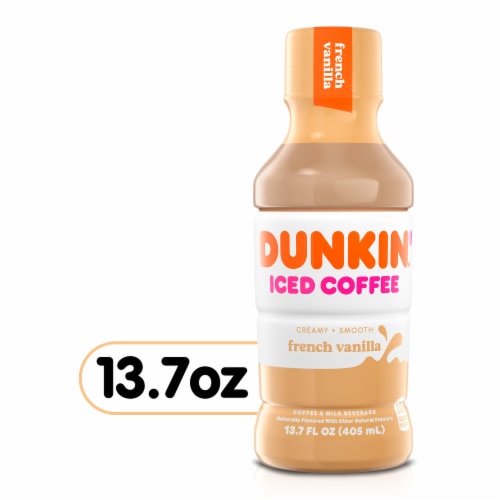Dunkin' French Vanilla Iced Coffee Bottle Perspective: front