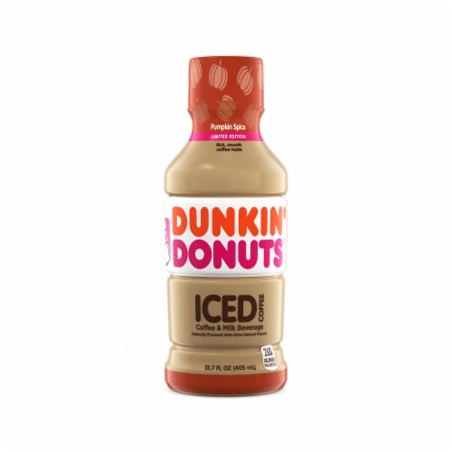 Dunkin' Donuts Limited Edition Pumpkin Spice Iced Coffee Perspective: front