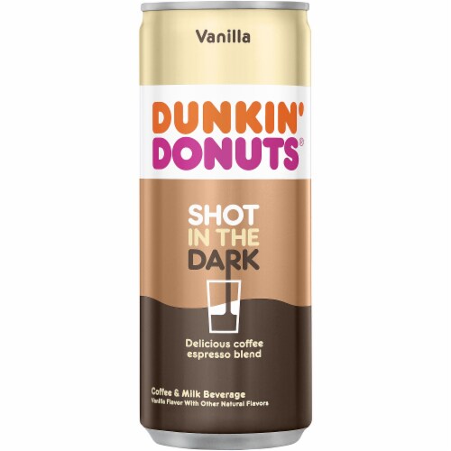 Dunkin' Donuts Shot in the Dark Vanilla Coffee & Milk Beverage Perspective: front