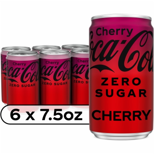 Coca-Cola® Cherry Zero Sugar Soda Mini Cans Perspective: front