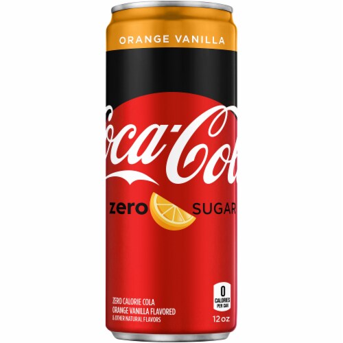 Coca-Cola Zero Sugar Orange Vanilla Cola Soda Perspective: front