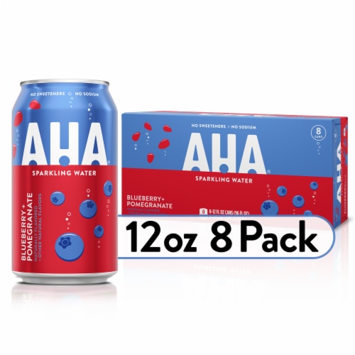 Aha® Blueberry Pomegranate Flavored Sparkling Water Cans Perspective: front