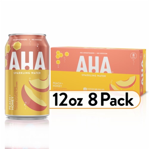 AHA® Peach + Honey Sparkling Water Perspective: front