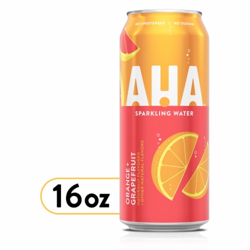 Aha Orange Grapefruit Sparkling Water Perspective: front