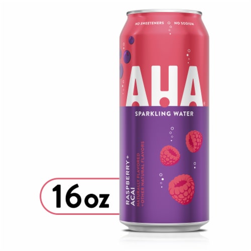 AHA® Raspberry Acai Flavored Sparkling Water Can Perspective: front