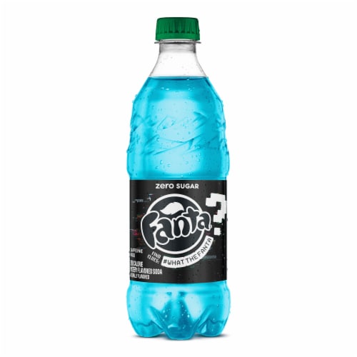 Fanta® WTFanta® Blue Caffeine Free Zero Sugar Soda Bottle Perspective: front