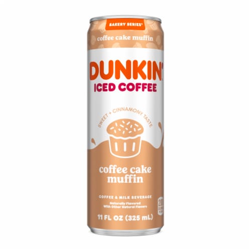 Dunkin' Coffee Cake Muffin Iced Coffee Perspective: front