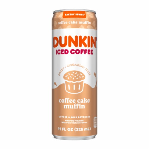 Dunkin' Coffee Cake Muffin Iced Coffee Perspective: front